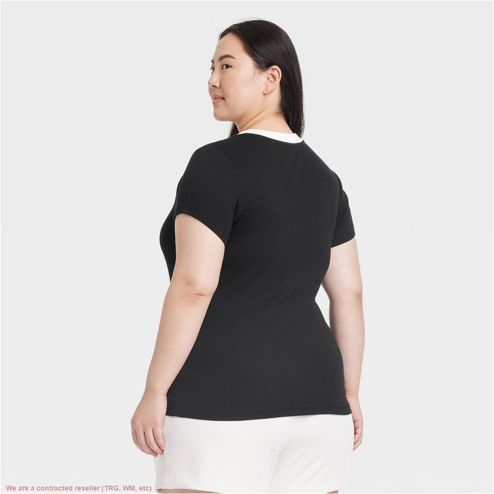 Women’s Slim Fit Ribbed T-Shirt – A New Day Black/White XXL *SEE DEAL!!!*