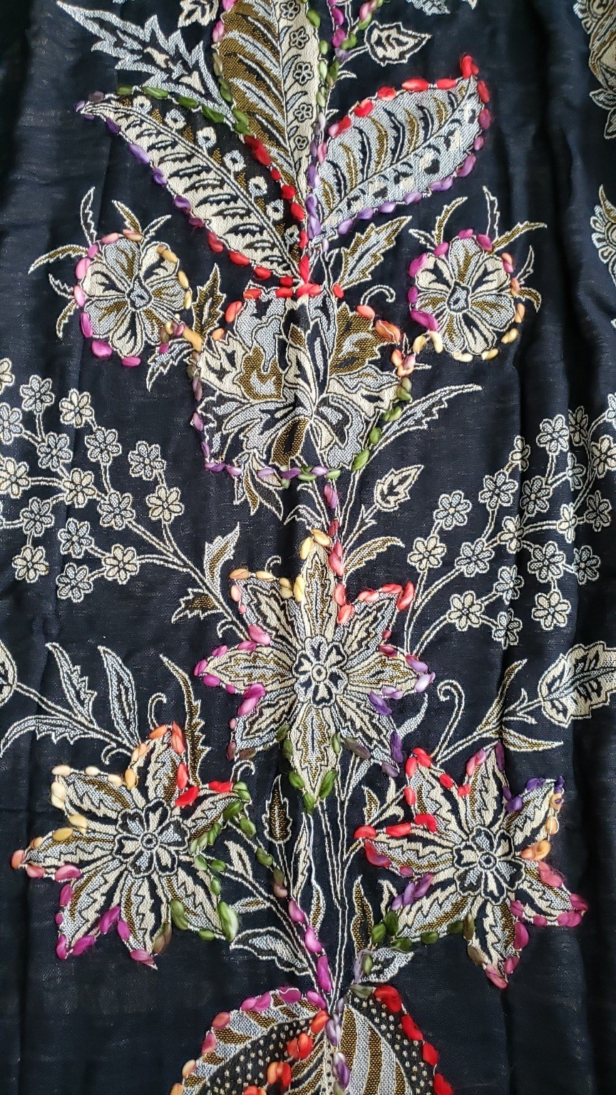 Boho Black Paisley Floral Embroidered Maxi Kimono Gypsy Hippie Duster Ca G2U
