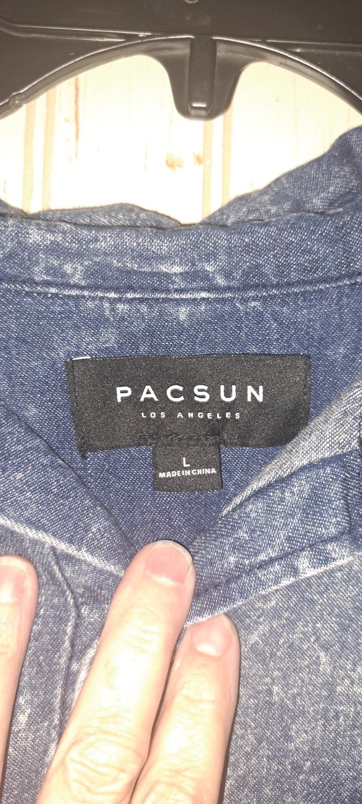Mens Pacsun Los Angeles Denim Acid Wash Button Front Shirt Grungy Fun Large