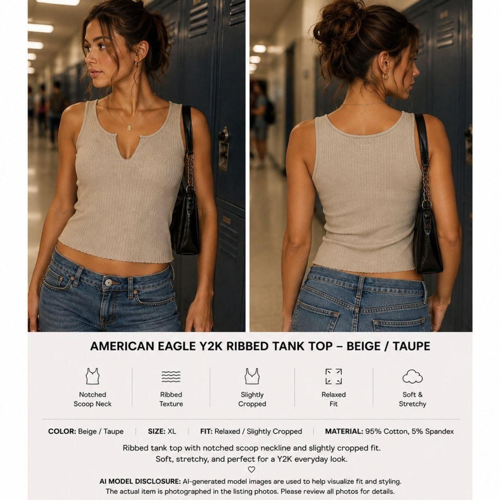American-eagle Women’s Tan and Cream Shirt