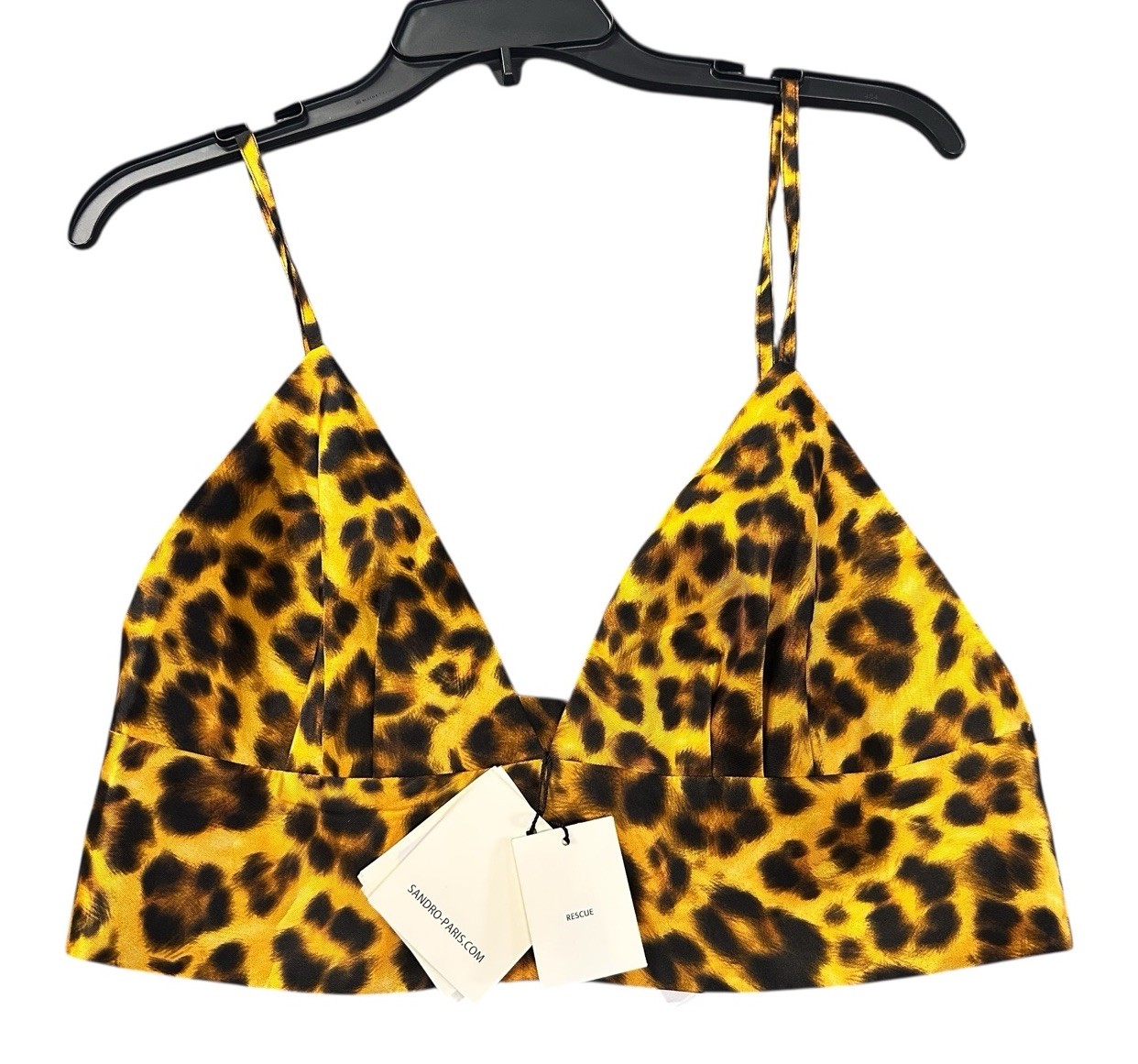 NEW Sandro Paris Womens Cannes Leopard Print Crop Top Size 3 Large L NWT