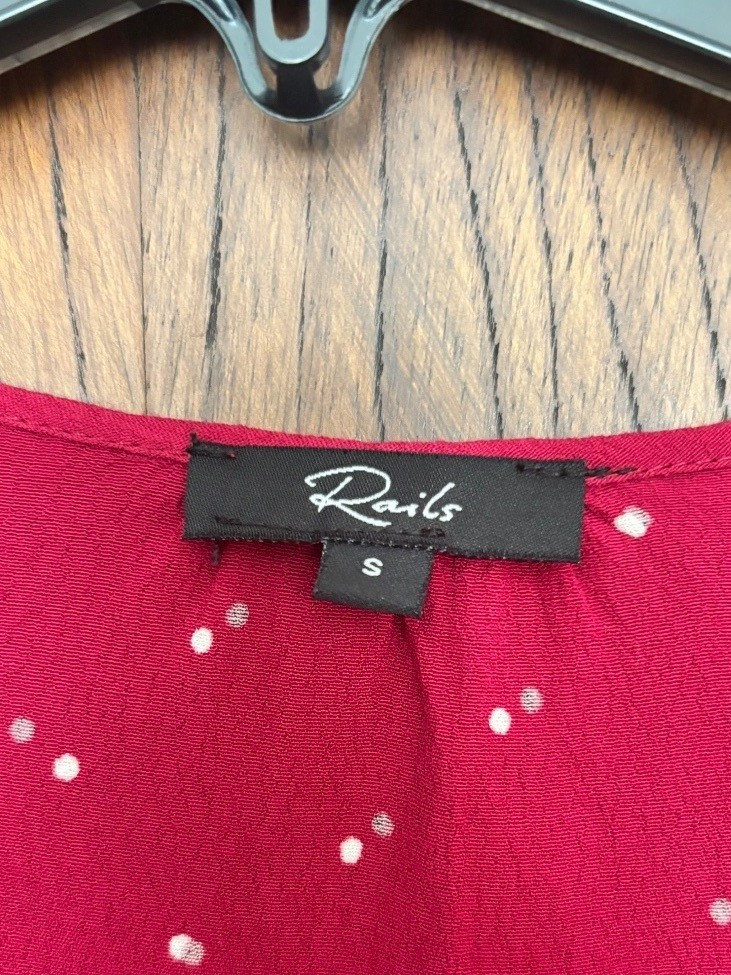 Rails Beaux Rouge Offset Dot Rayon Blouse Small