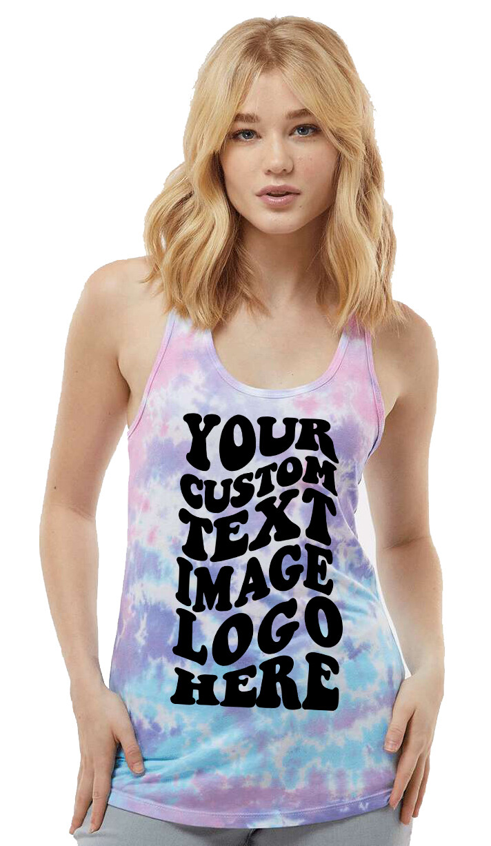 Ink Stitch Design Your Own Custom Printing Logo Image Women Tie Dye Tank Tops