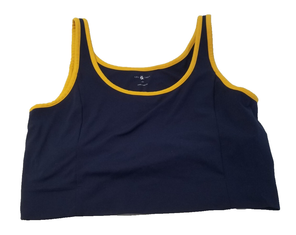 Lou Grey Cropped Tank Top Ladies XXL Navy Blue Stretch Tagless Pullover 3298