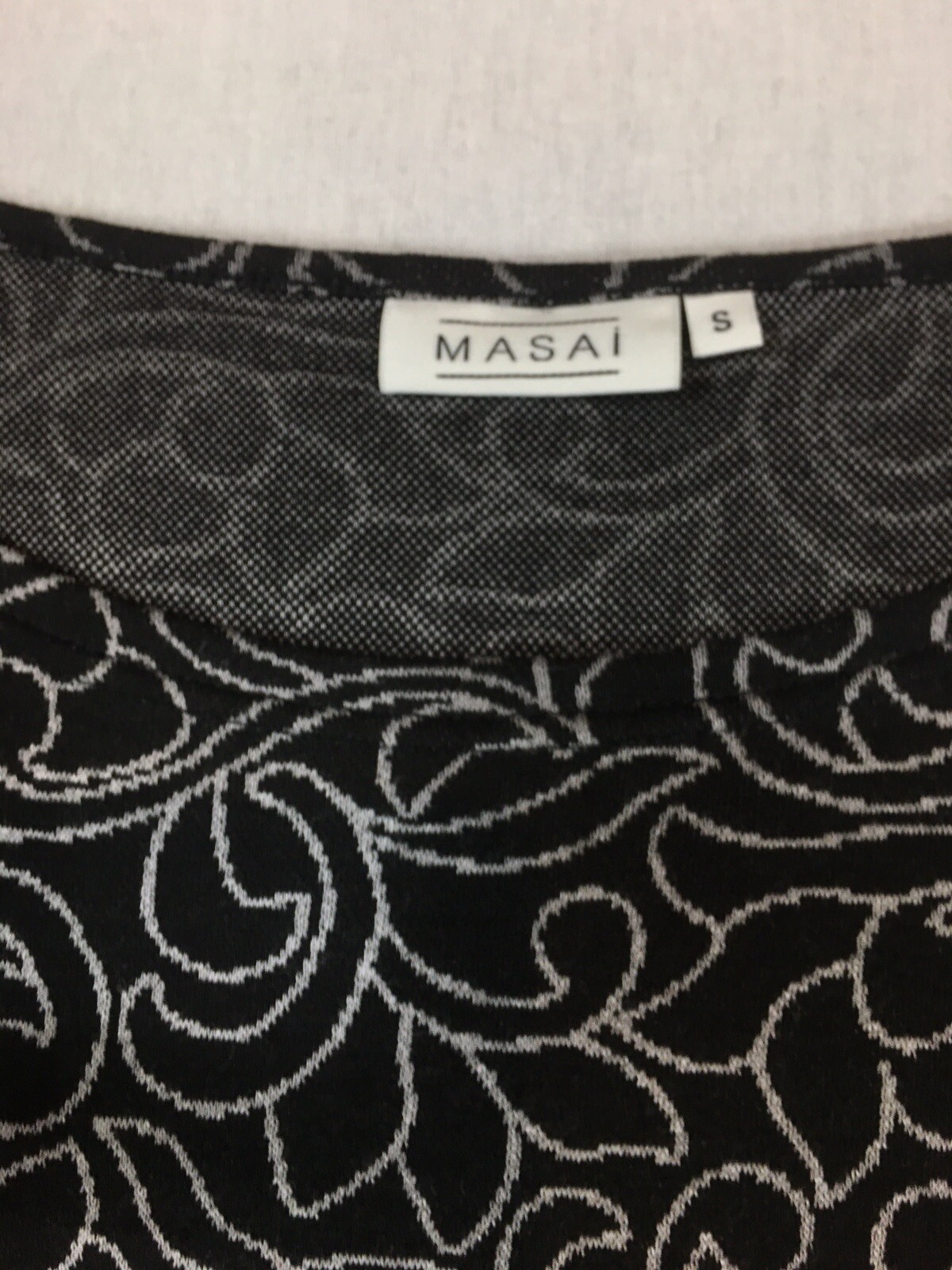 MASAI Top S Black Relaxed Lagenlook Arty Long Sleeved A-Line Stretch 38 in Chest
