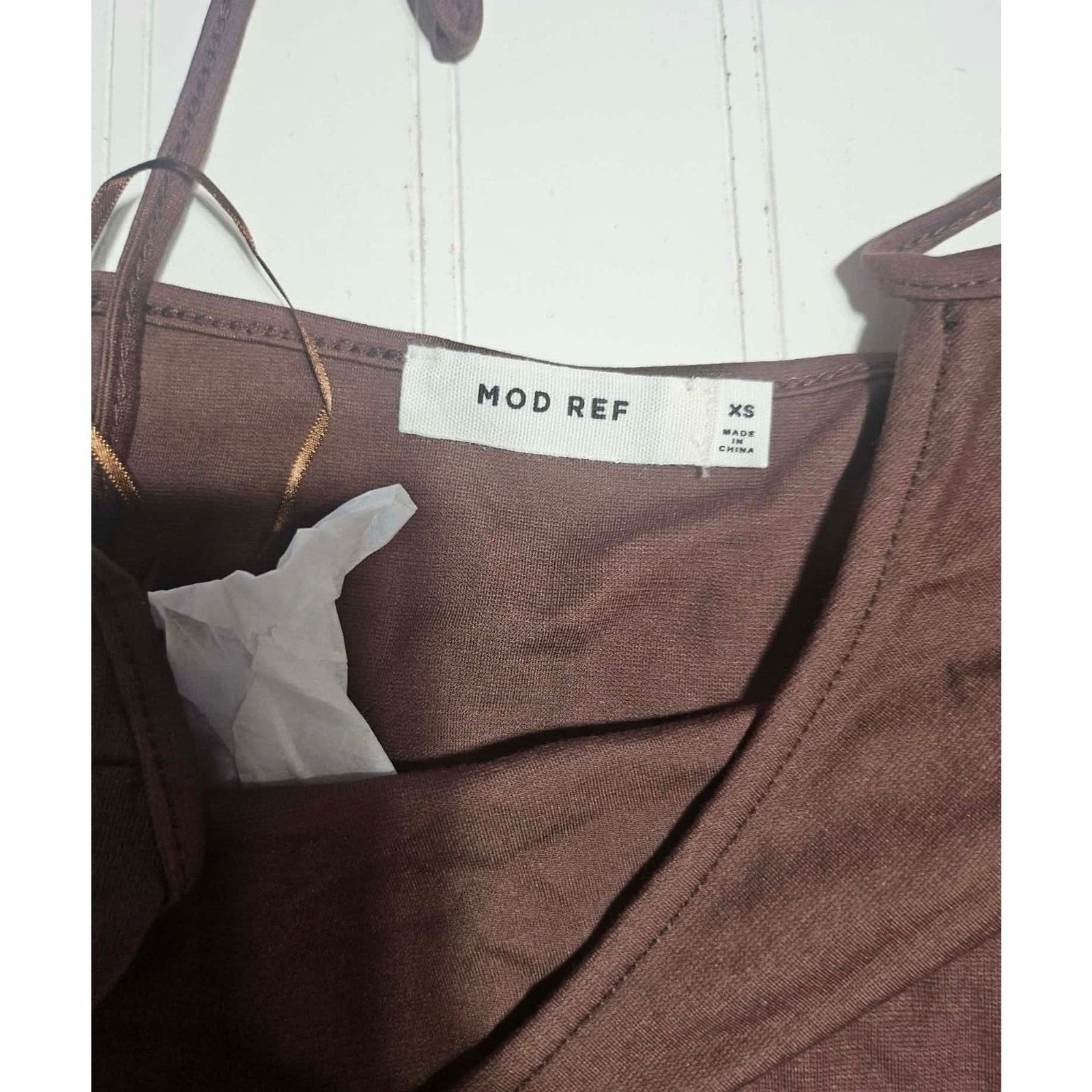 Mod Ref Brown Adjustable Strap Cami Tank Top XS Minimalist Capsule Basic