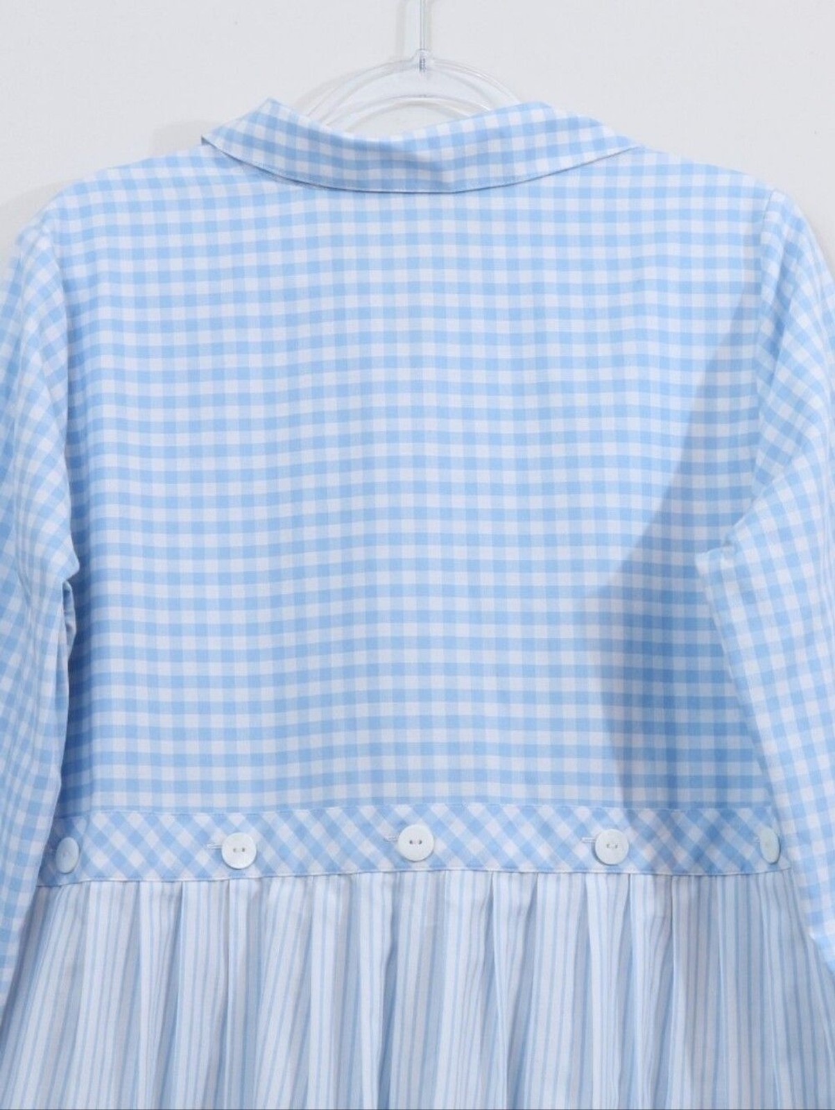 Foxcroft NYC Cotton Gingham Printed Pleated Peplum Back Button Up Tunic 8