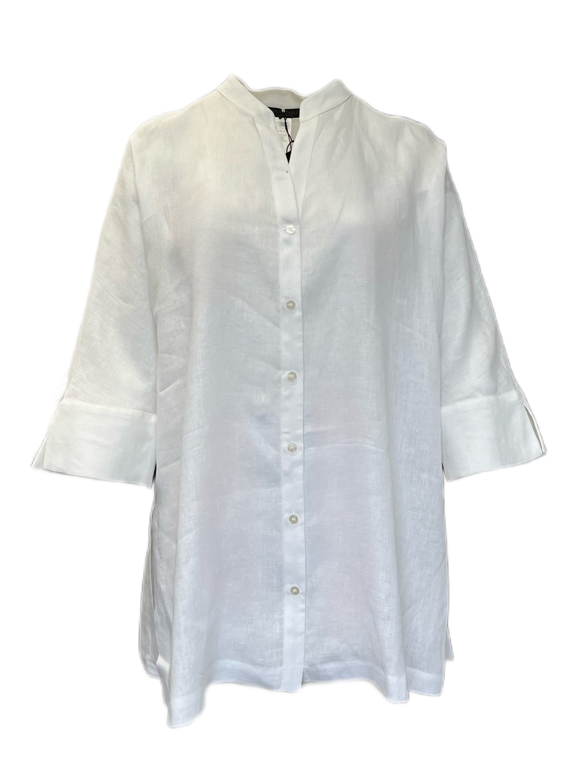 Marina Rinaldi Women’s White Fiorenza Flax Button Down Shirt NWT