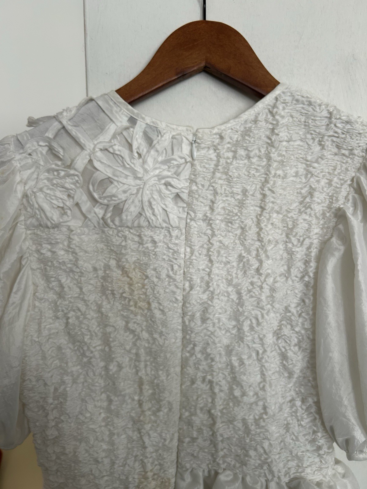 Cecilie Bahnsen White Carrie Blouse Puff Sleeve Ruffle Peplum Top Women’s 4