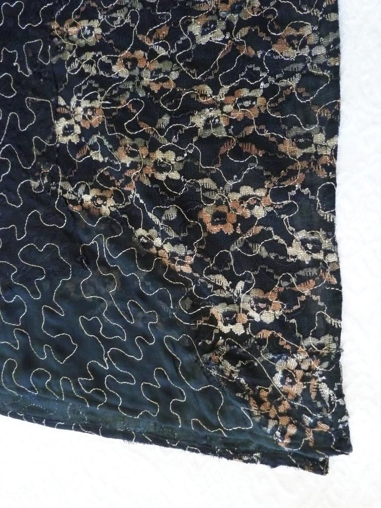 RARE Chicos Stunning Art-to-Wear Black Gold Mixed Media Ruana Wrap OS S M L XL