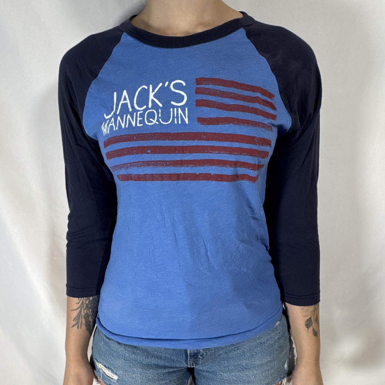 American Apparel Jack’s Mannequin Graphic Raglan 3/4 Sleeve Crew T-Shirt S