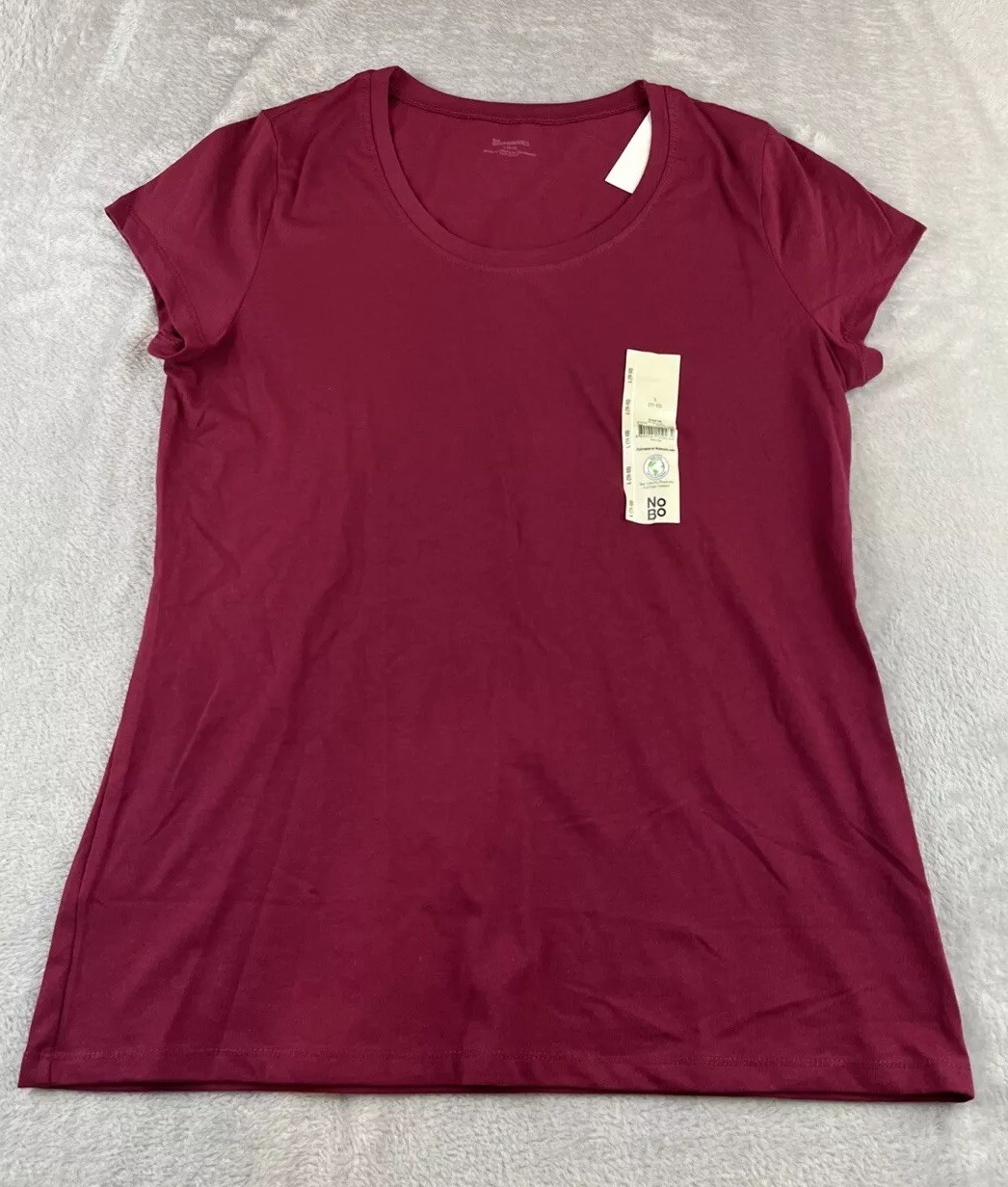 NOBO No Boundaries Juniors short sleeve pin scoop neck tshirt size L