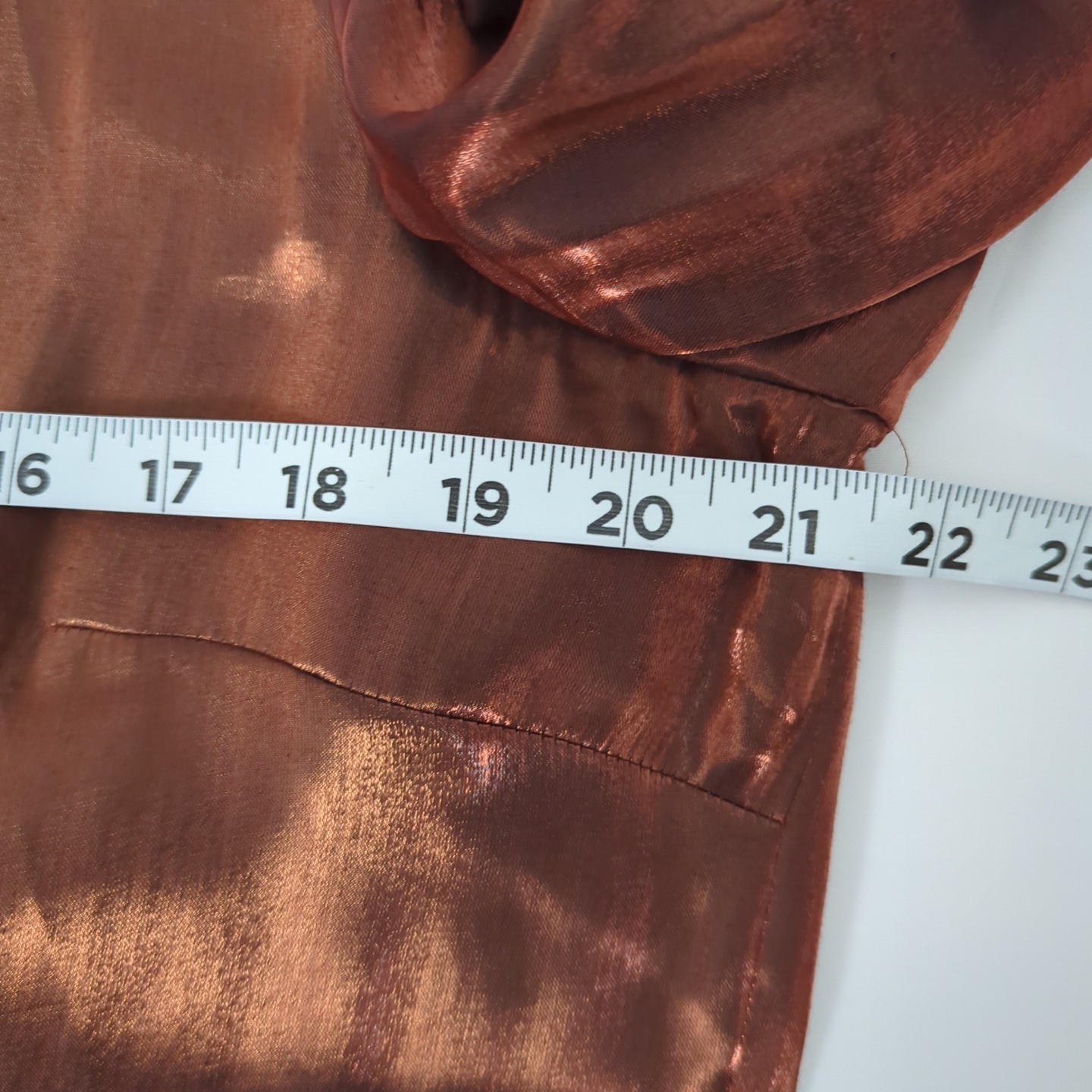 Agora Size XL Metallic Copper Ruffled Blouse Button Up Long Sleeve EUC!