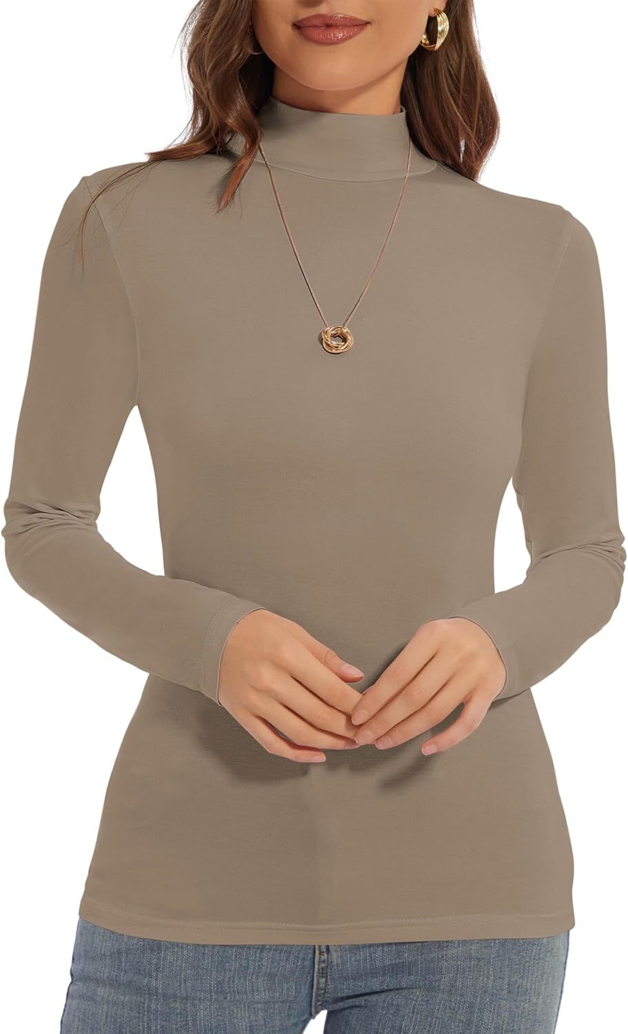 Slim Fit Long Sleeve Turtleneck Pullover Casual Tee Top Undershirt for Fall Wint