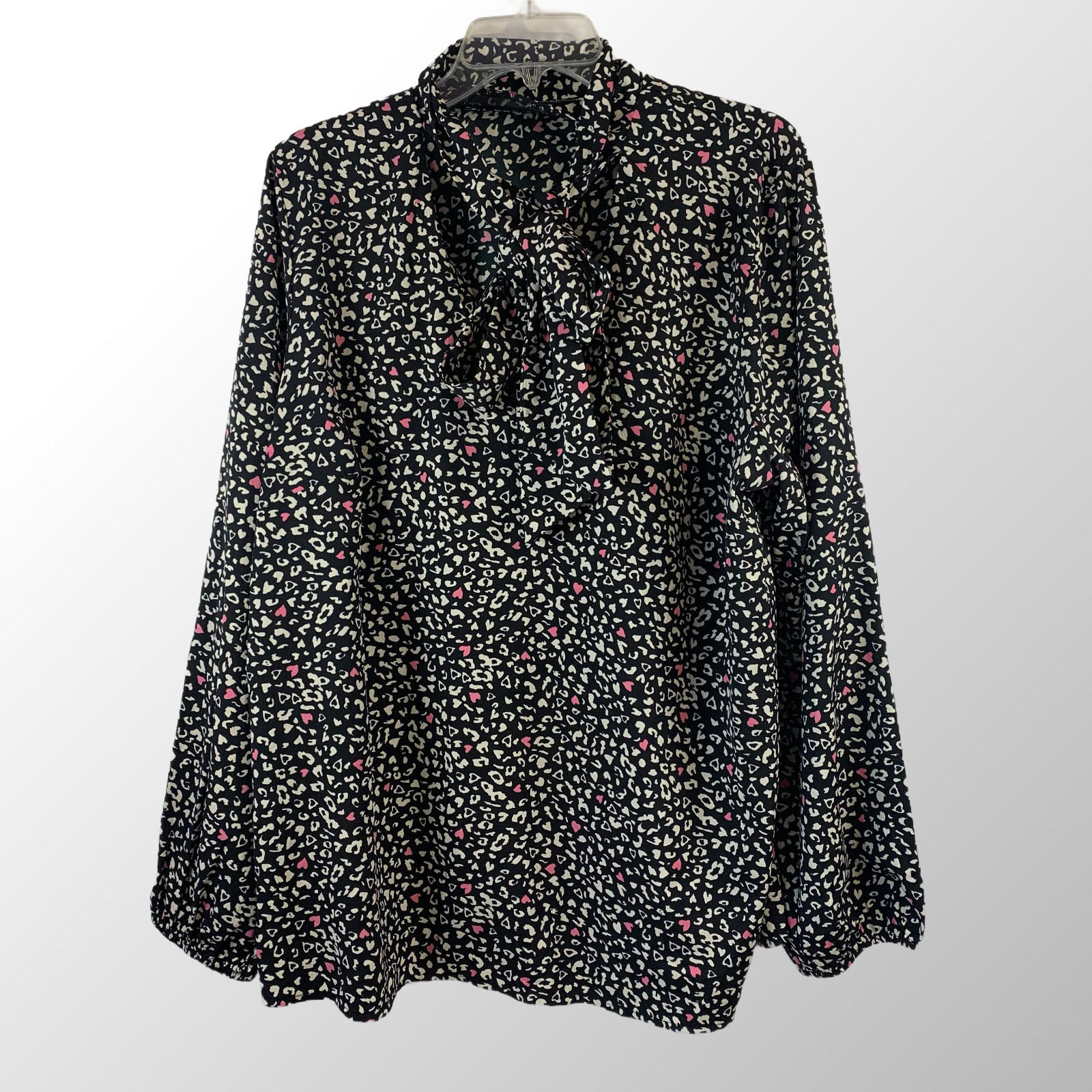 Simply Be Womens Size 18 XL Pussy Bow Tie Secretary Career Blouse Abstract Print