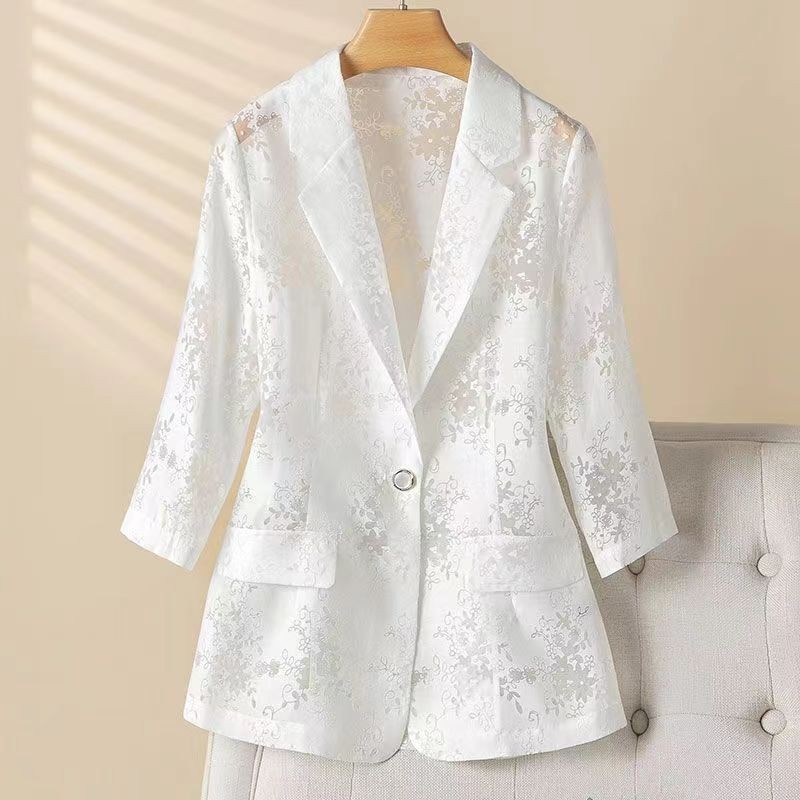 Thin Sexy Blazer Summer Sunscreen Slim Fit Hollow Fashion Suit Coat Women Jacket
