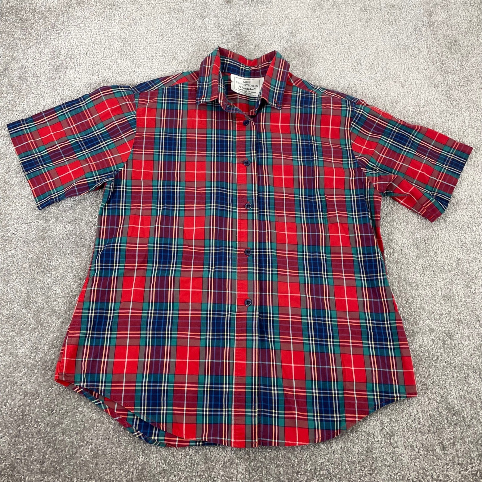 Pendleton Button Down Shirt Womens Large Plaid Vintage Miss Sophisticates