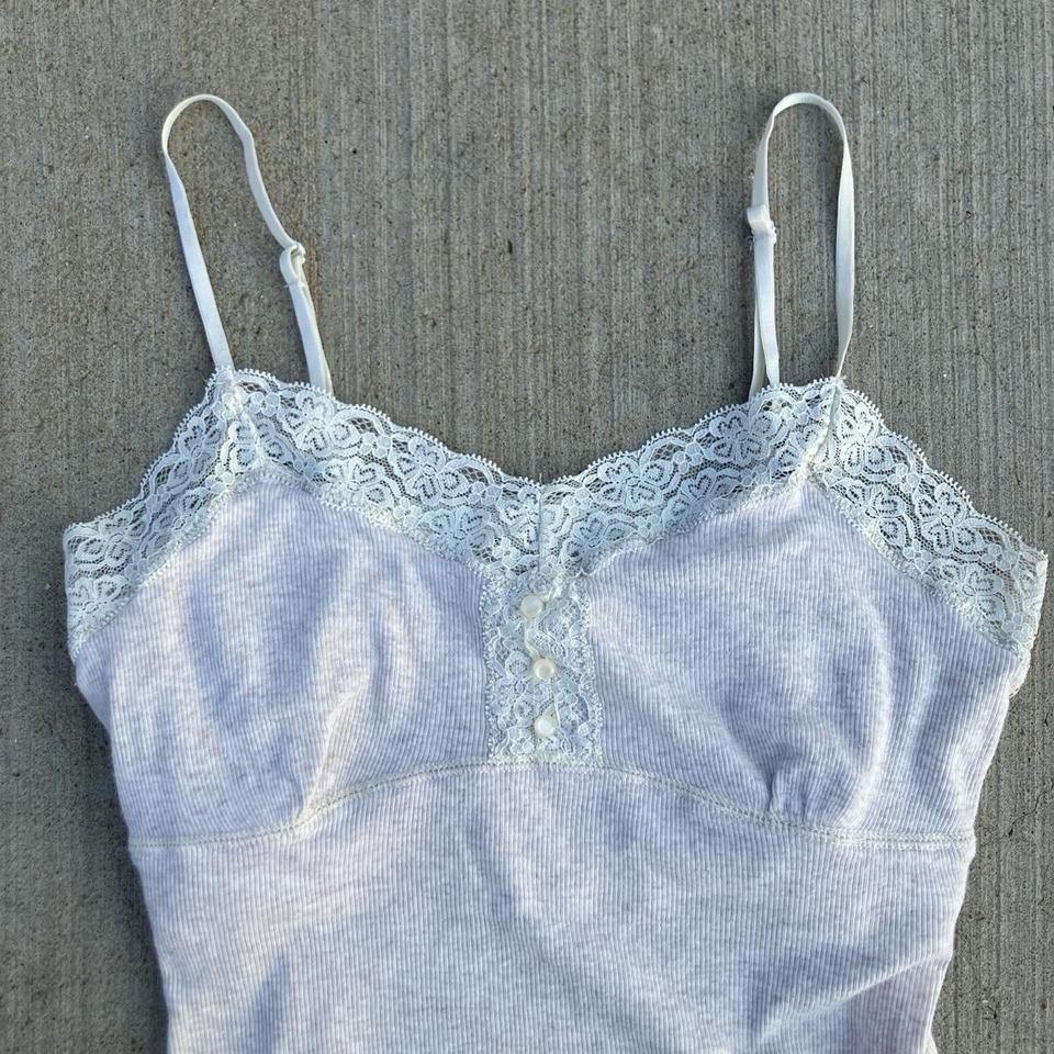 💕 Vintage Y2K 00s American Eagle Fitted Lace Cami Henley Woman’s Size M