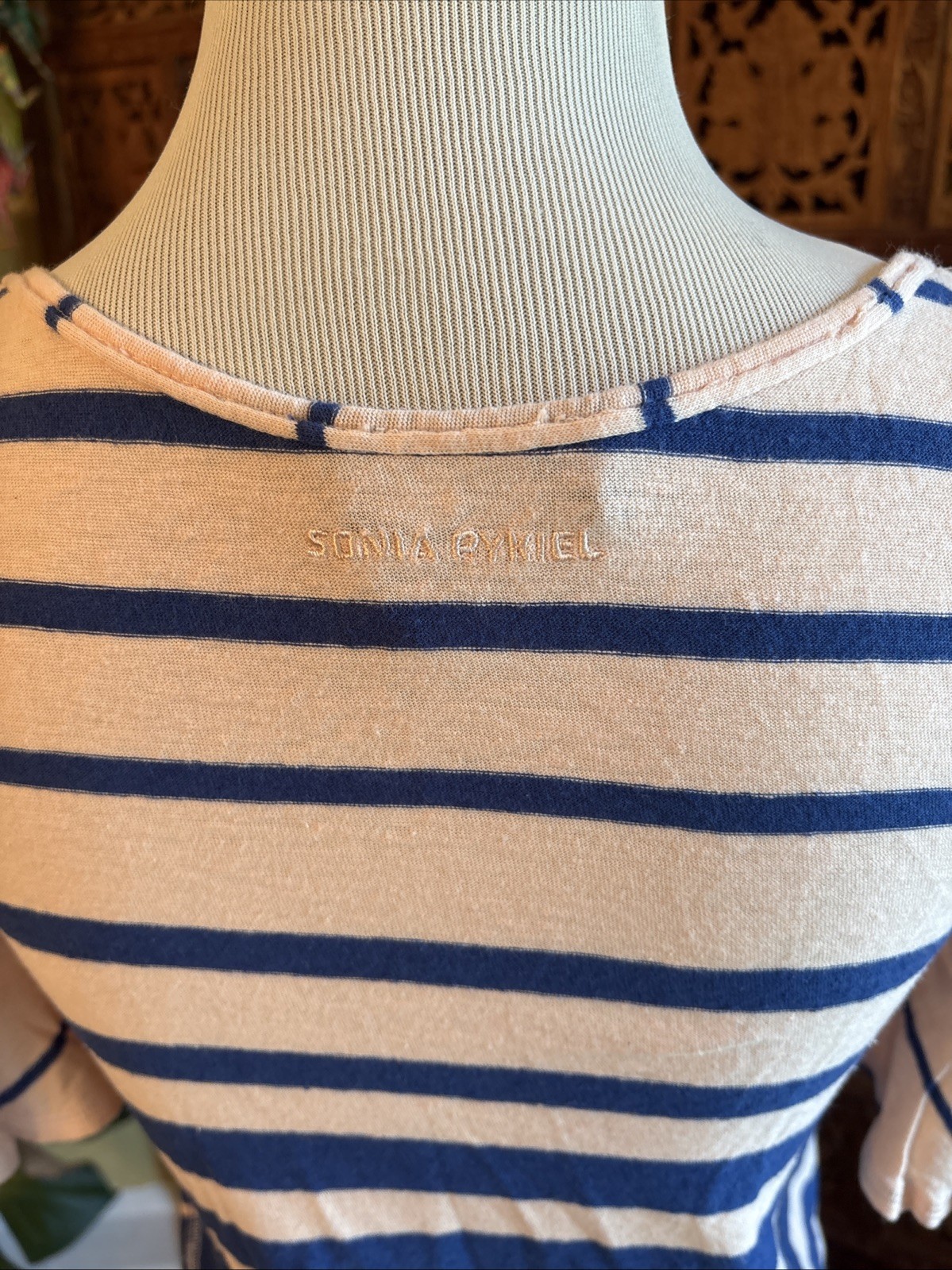 Sonia Rykiel Made In Romania Women Stripped T-Shirt Small Cotton & Linen Blend
