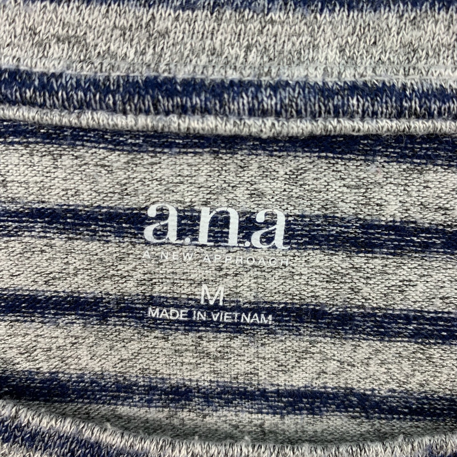 A New Approach Blouse Womens size Medium Gray Blue Striped Front Knot