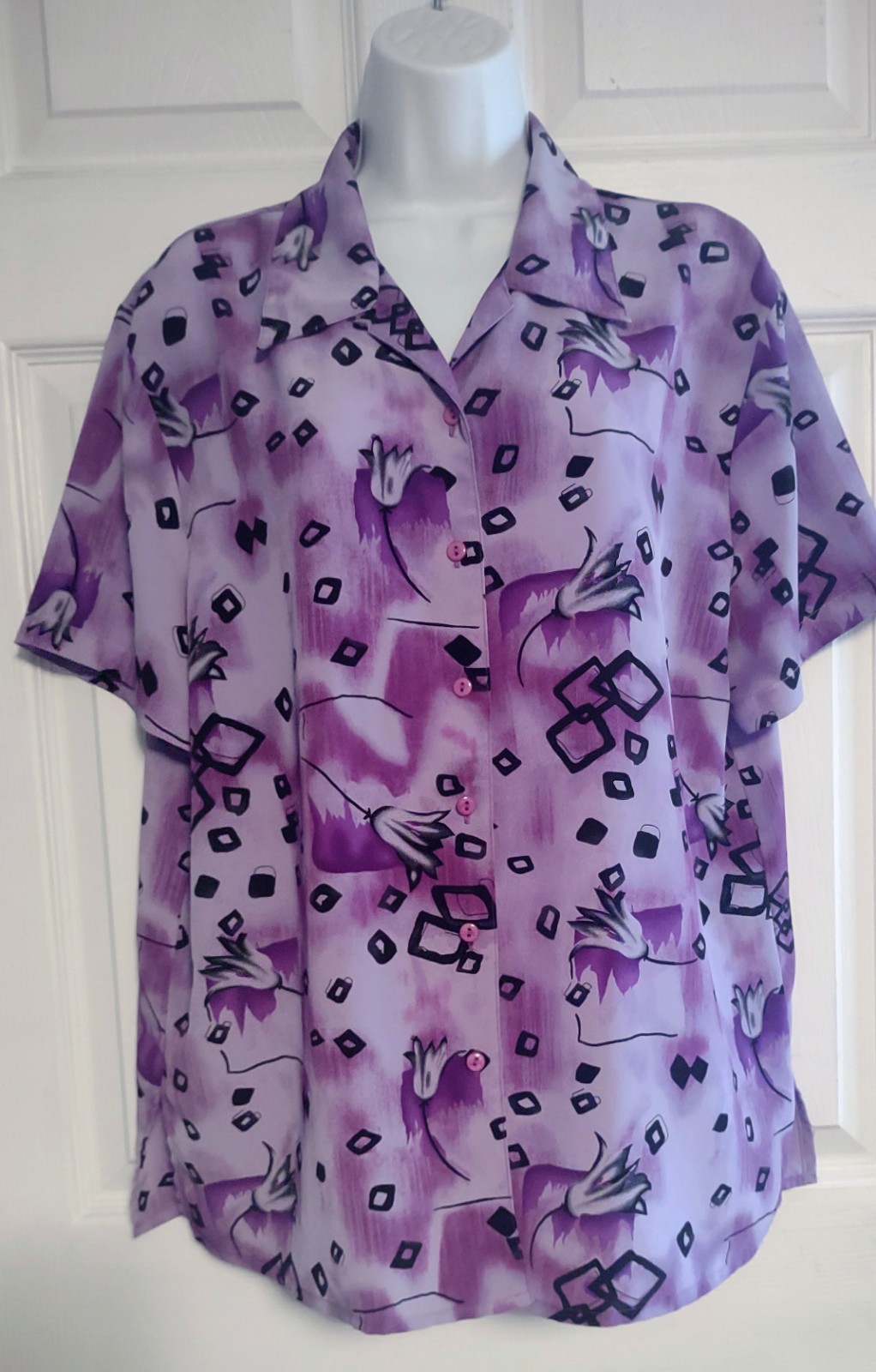 CLAUDIA RICHARD Size 16 Purple S/S Blouse