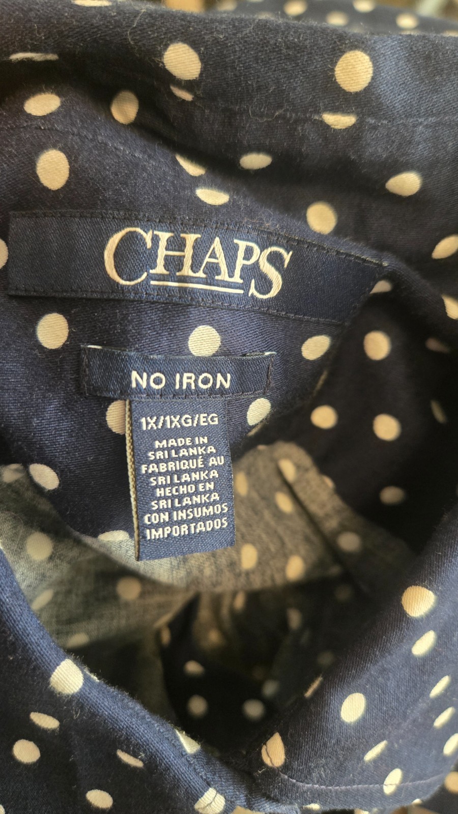 Chaps No Iron 100% Cotton Polka Dot Button-Up Shirt (Women’s Plus Size 1X),