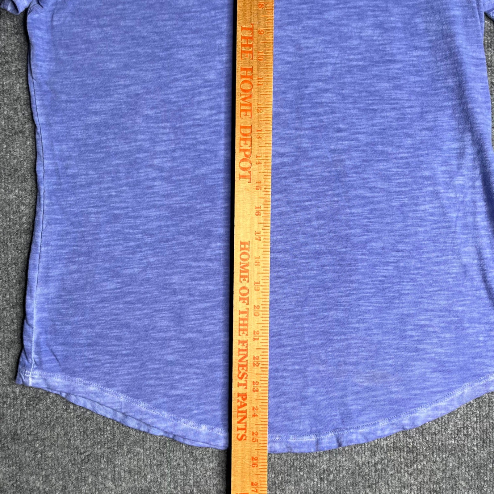 Peruvian Connection Blue Pima Cotton Slub V-Neck T-Shirt Curved Hem Large