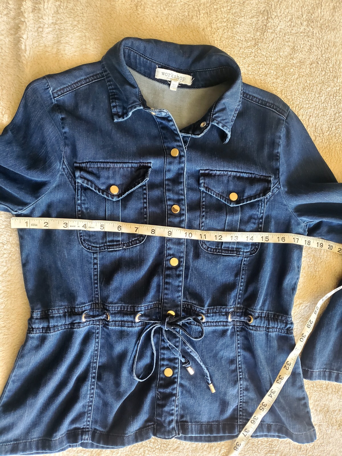 Workshop Republic Top Womens S Chambray Snap Up Pockets Western Rodeo