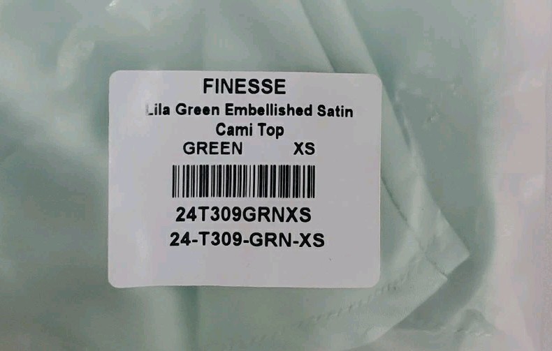 New Finesse Lila Green Embellished Satin Cami Top Size XS
