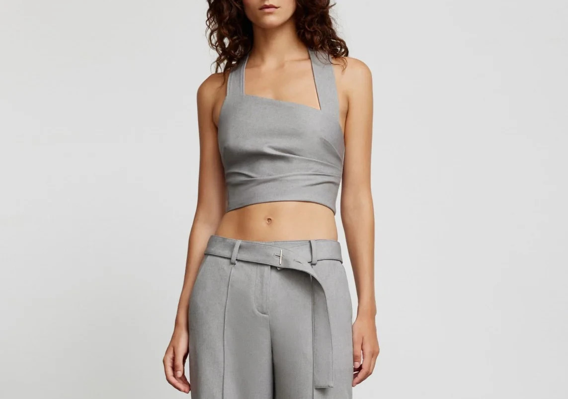 SIGNIFICANT OTHER NWT $199 Joie Lined Asymmetric Halter Top in Ash Size US 2