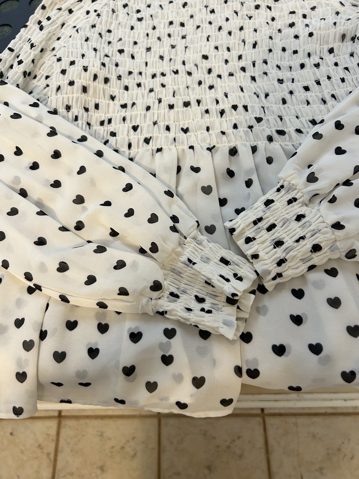 Ladies Rose & Olive Sheer Tunic Large Poka Dot Blouse