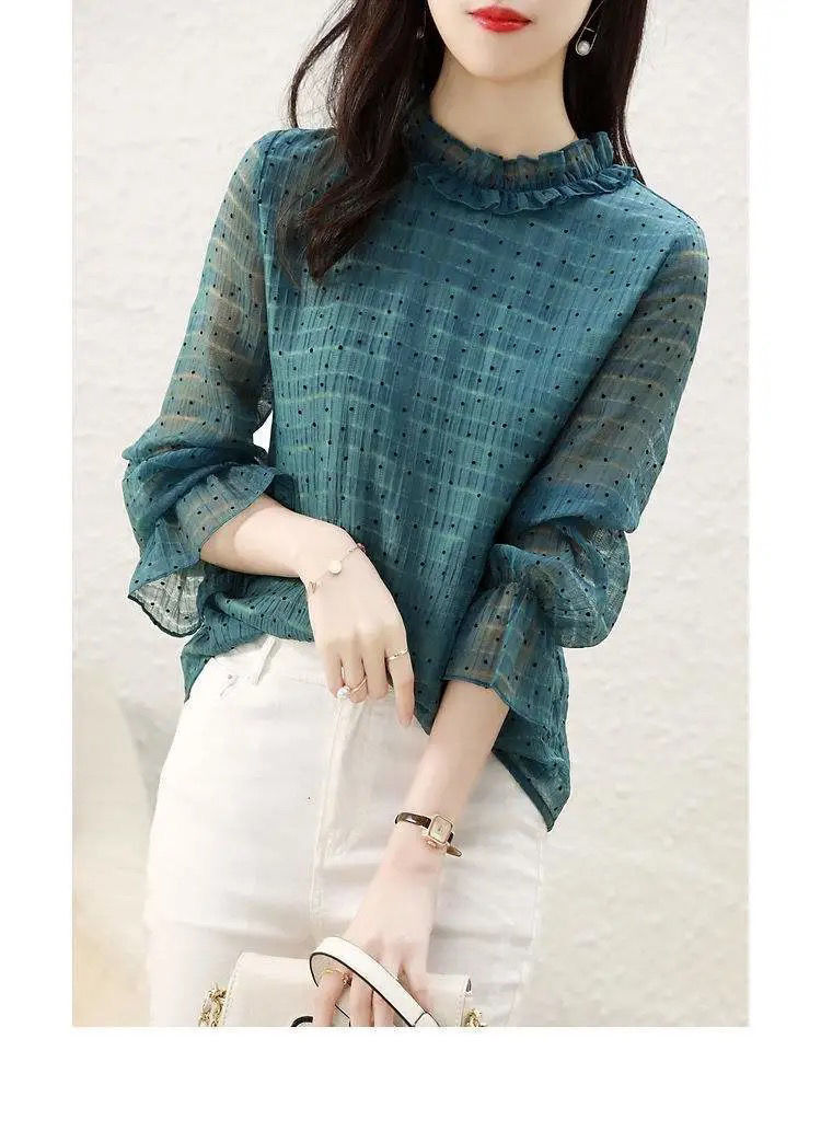 Women Bottoming Shirt Loose Chiffon Shirt Fashio Shirt Bouse Tops