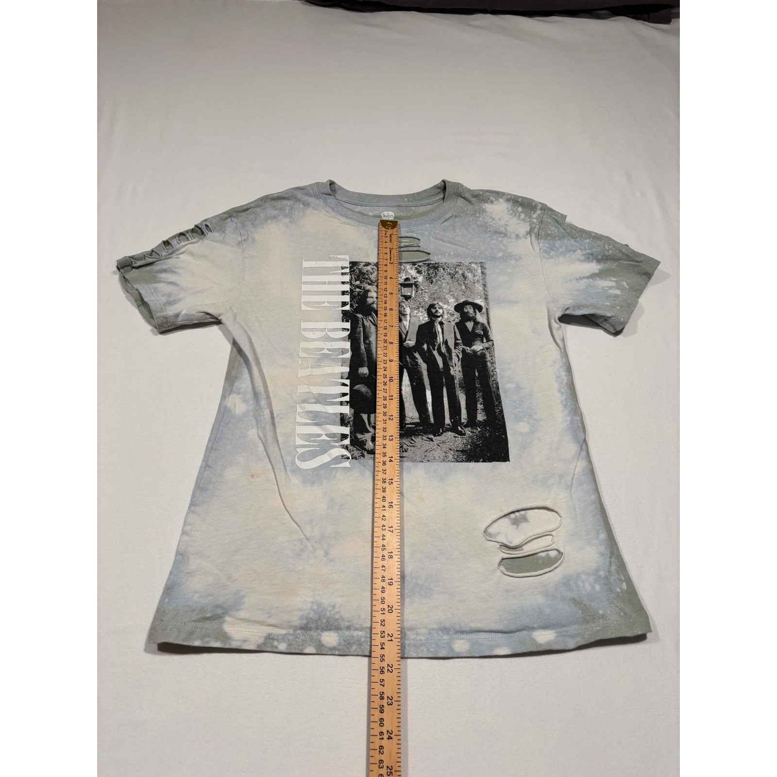 The Beatles Bleached Distressed Graphic T-Shirt Sage Green S 2021 Apple Corps
