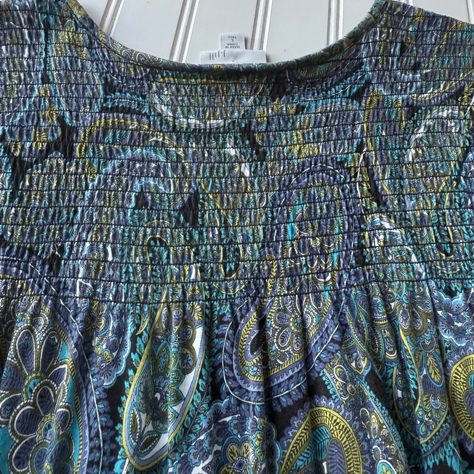 J. Jill paisley print tunic top in a cotton blend knit fabric size L.