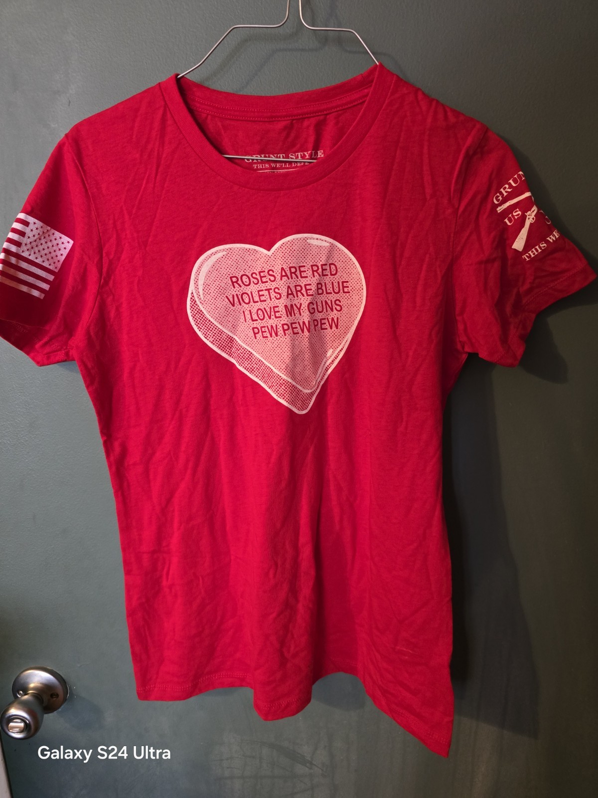 Grunt Style Valentine’s Day Pew Pew T Shirt Large Gun Rights Patriotic USA