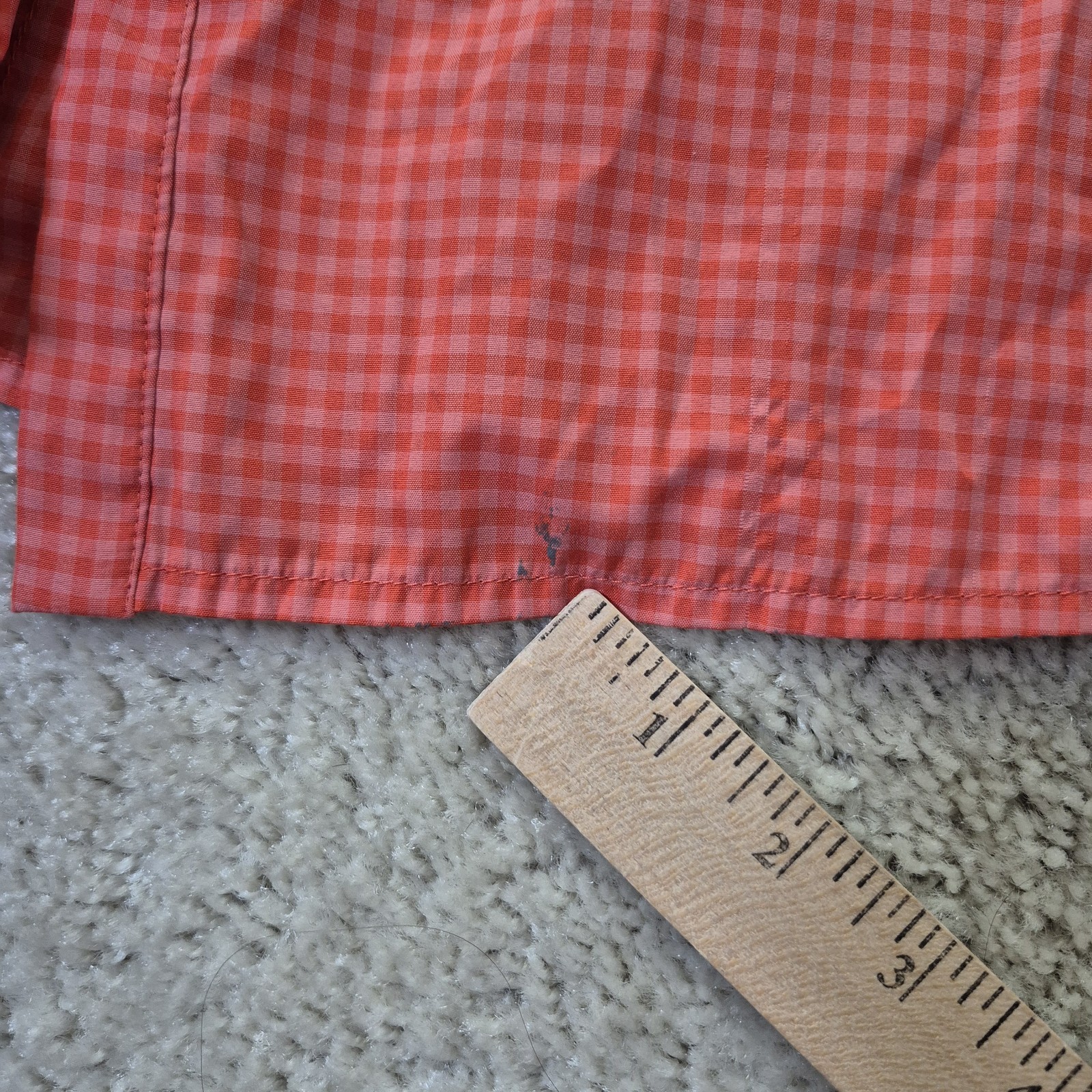 Patagonia Button Up Shirt Womens 2 Performance Orange Gingham Check Outdoor Hike
