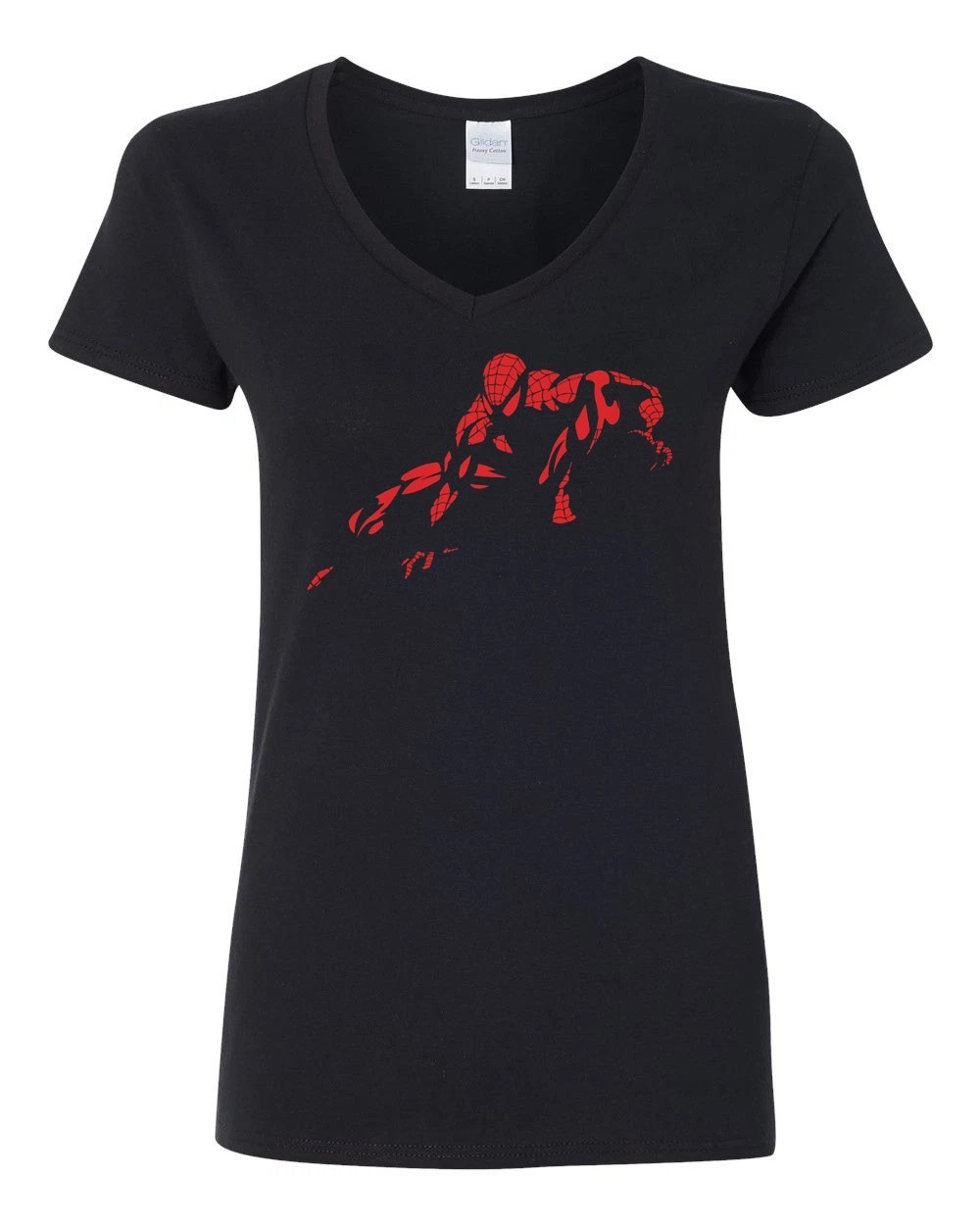 Mad Engine Marvel Metallic Red SpiderMan Lady’s V-Neck T-shirt Size S-3XL