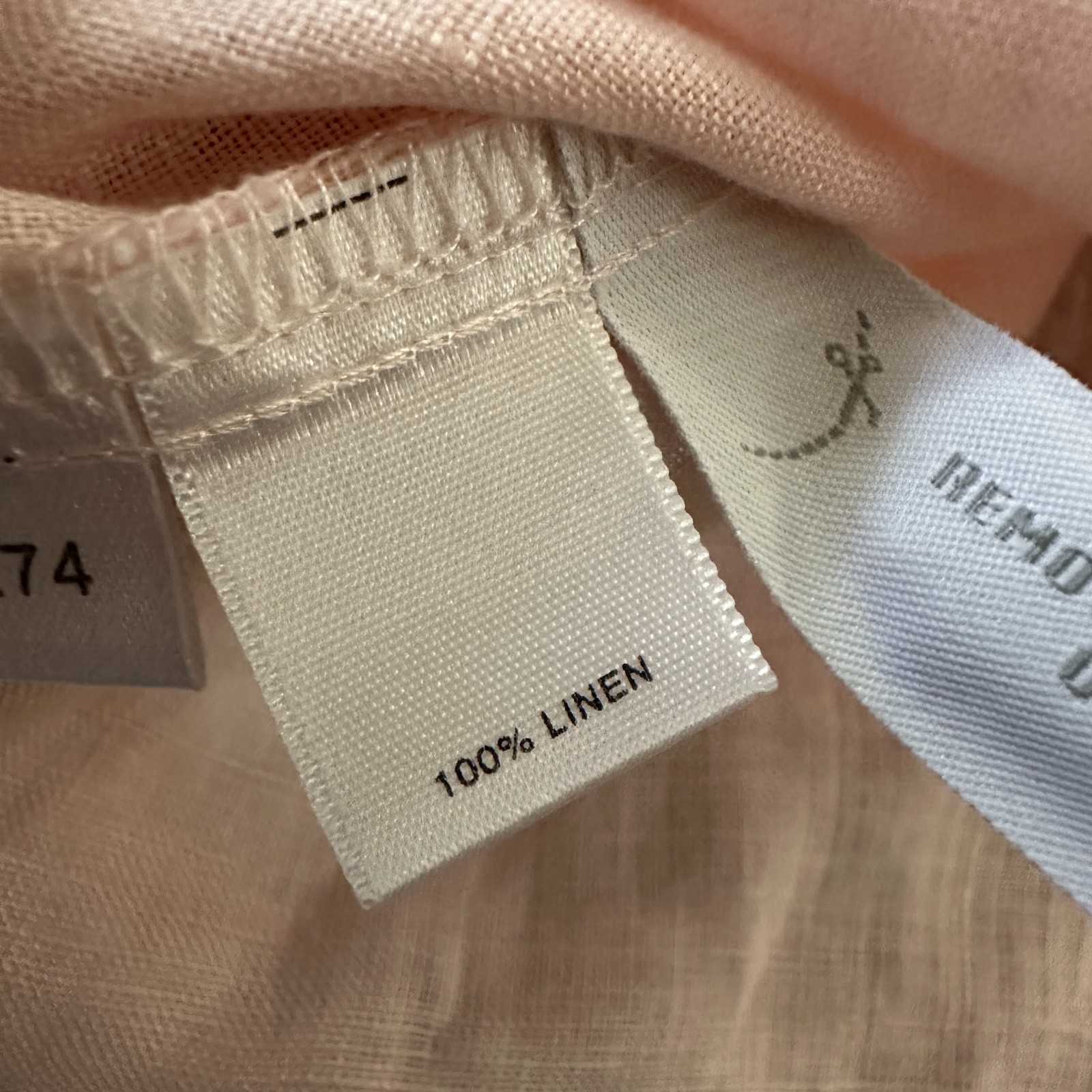 Ann Taylor Factory Pink Peach 100% Linen Button Up Blouse Shirt MEDIUM Top