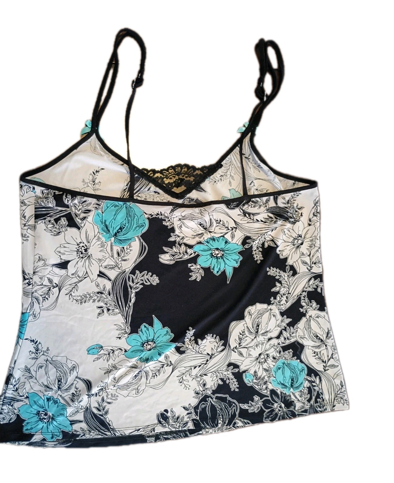 Linea Donatella Spaghetti Strap Cami Top Women’s Size M Beige Blue Floral