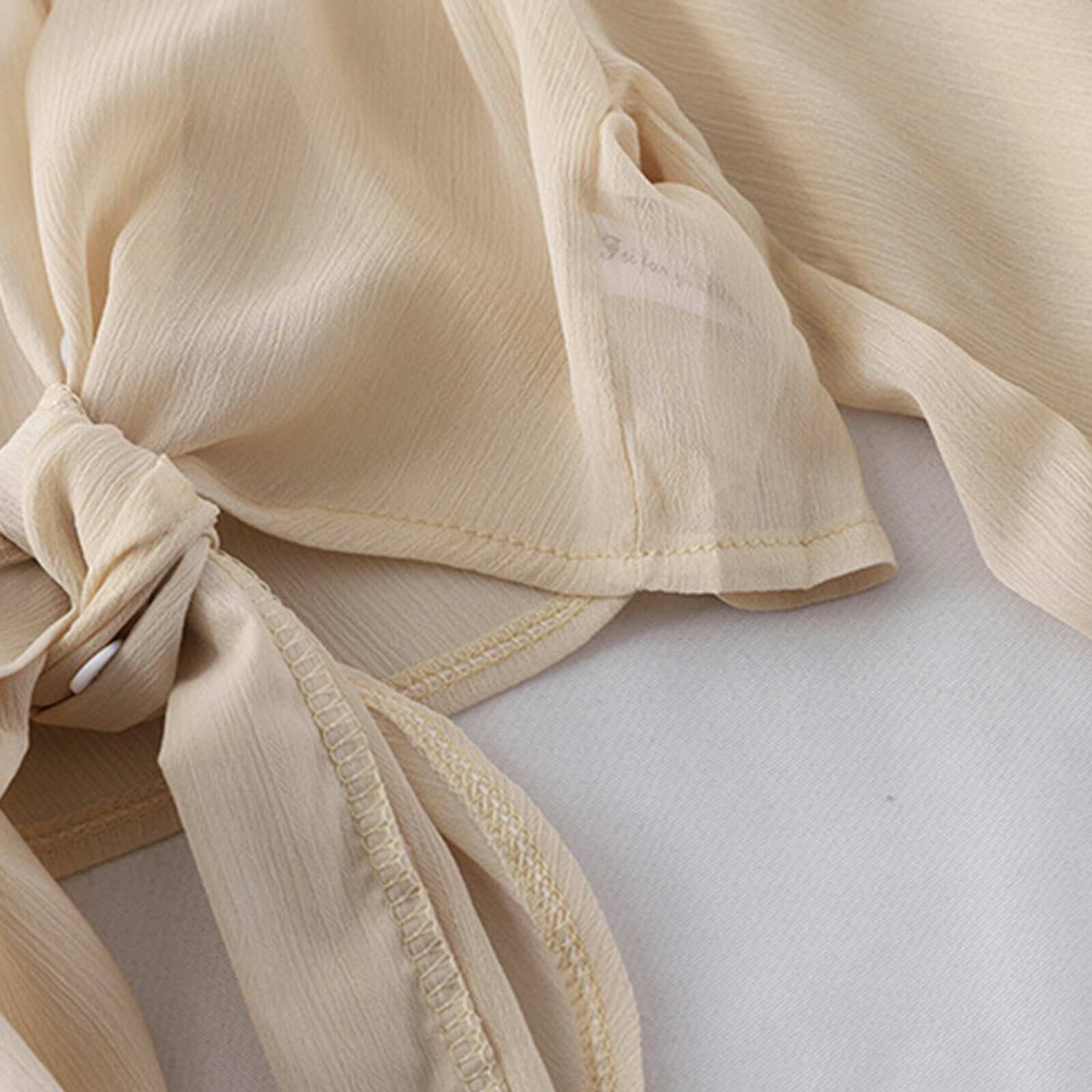 Women Long Sleeve Blouse Crop Top Front Knot Cardigan Button Down Lapel Shirt