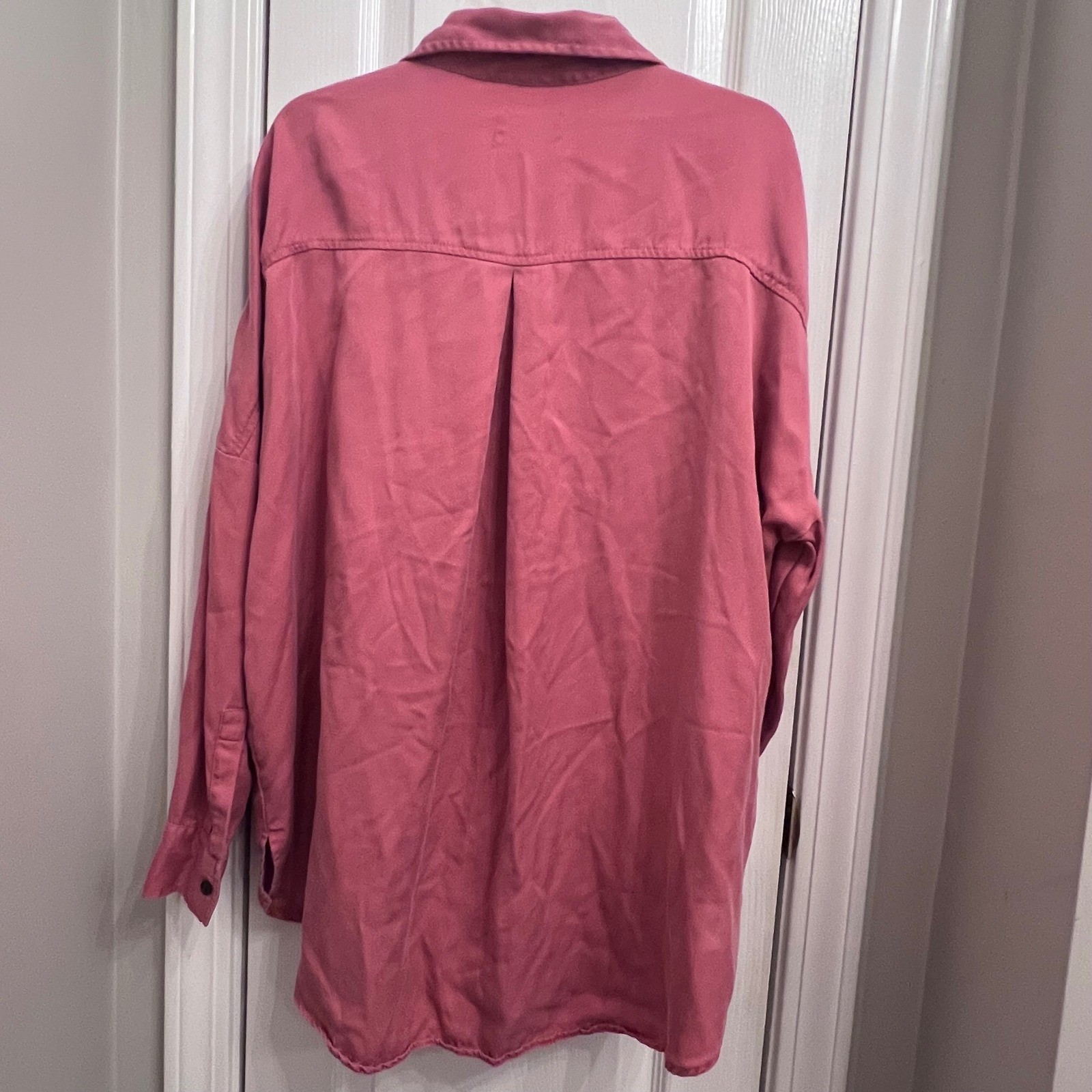 Lou & Grey Lyocell Button Down Shirt Oversized Utility Top Small Soft & Comfy