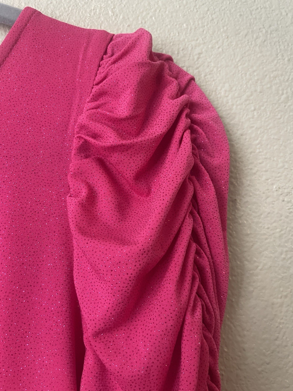 CeCe Pink Shimmer Ruched Long Sleeve Blouse Top Size: S