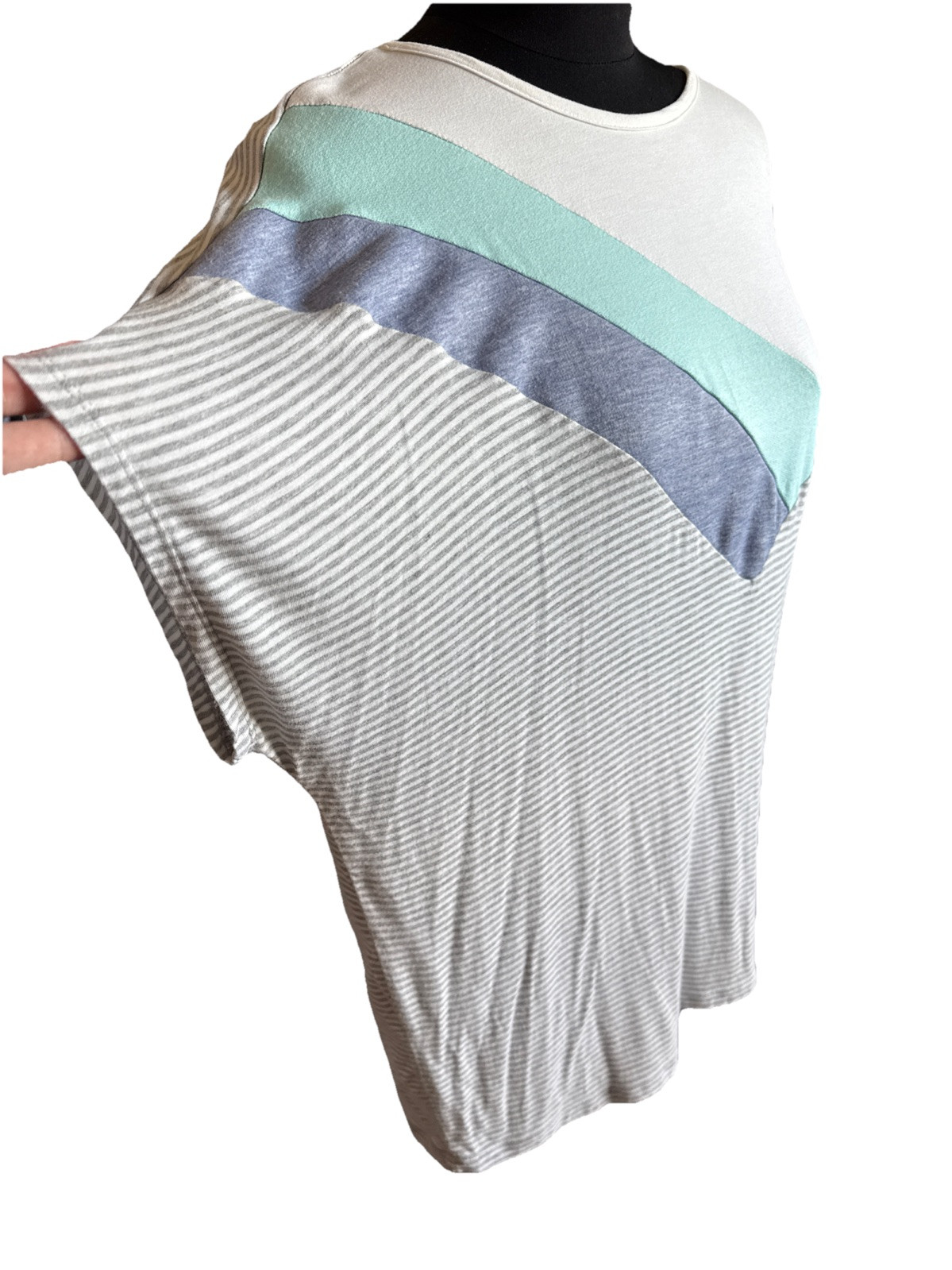 Staccato Top Blues Gray Stripe Shirt Color block Size M/L Women’s