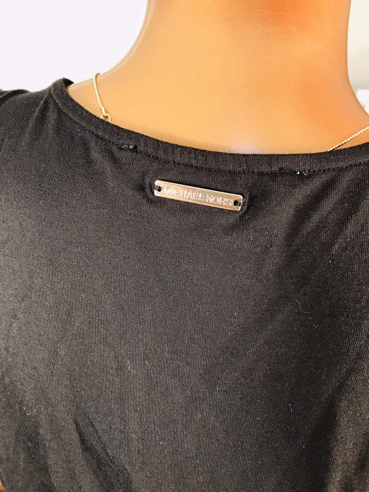 Michael Kors M Top NWT $58 Stretch MK Logo Black Sleeveless Blouse Casual Sexy