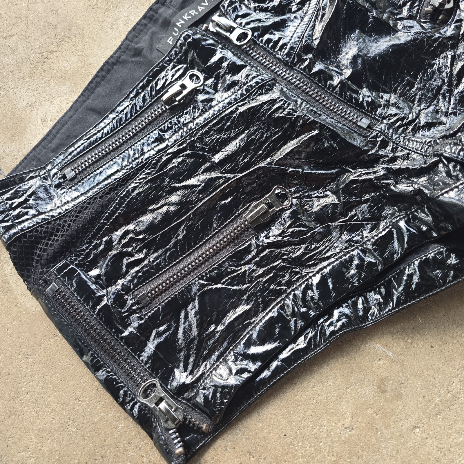 PUNK RAVE Micro Mini Patent Leather Shiny Zipper Goth Emo Scene Booty Shorts