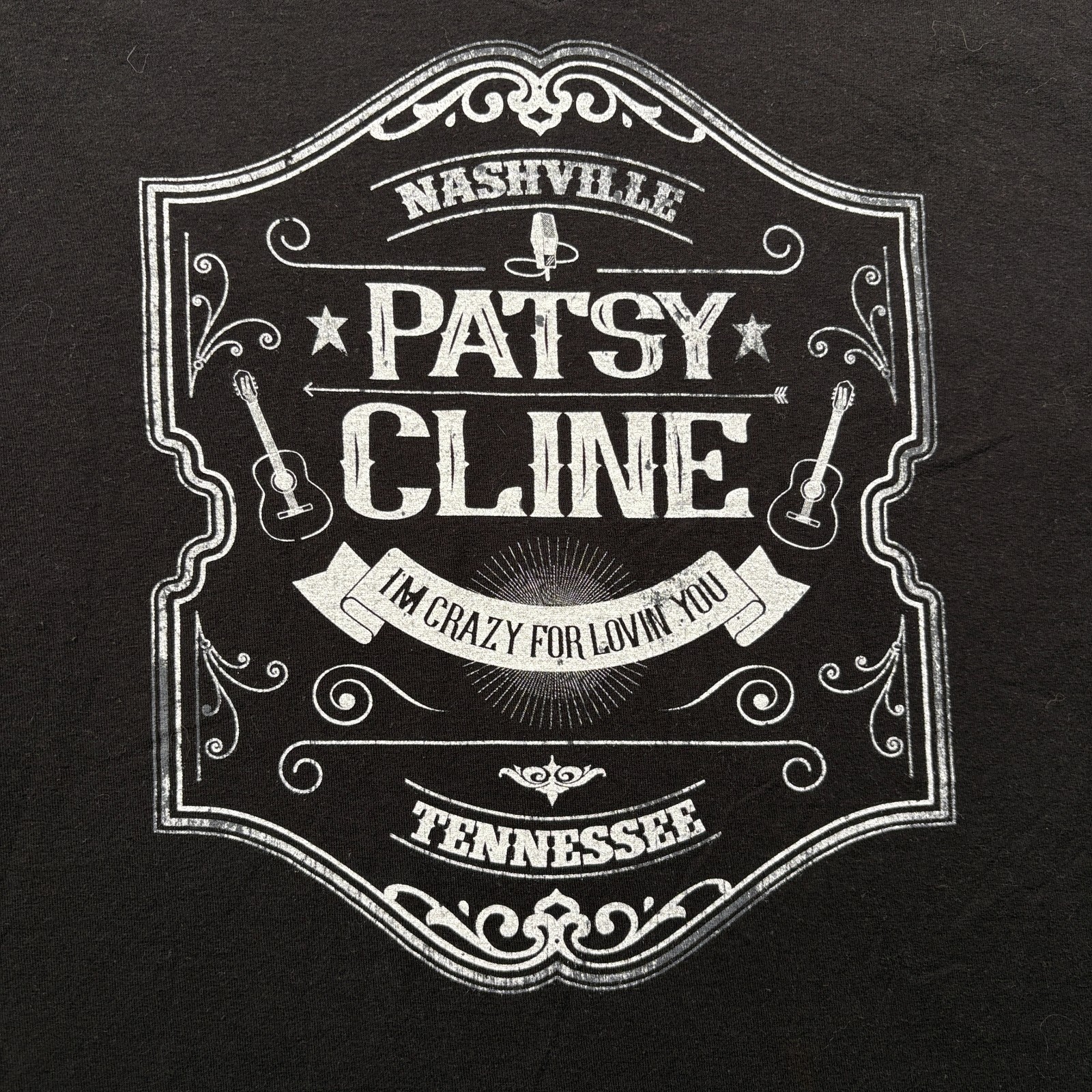 Music City Threads T-Shirt Womens Large Black Patsy Cline I’m Crazy For Loving