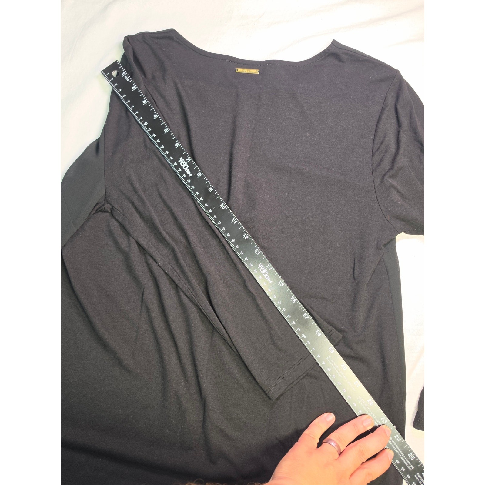 Michael Kors Black Boat Neck Tunic Top Large Gold