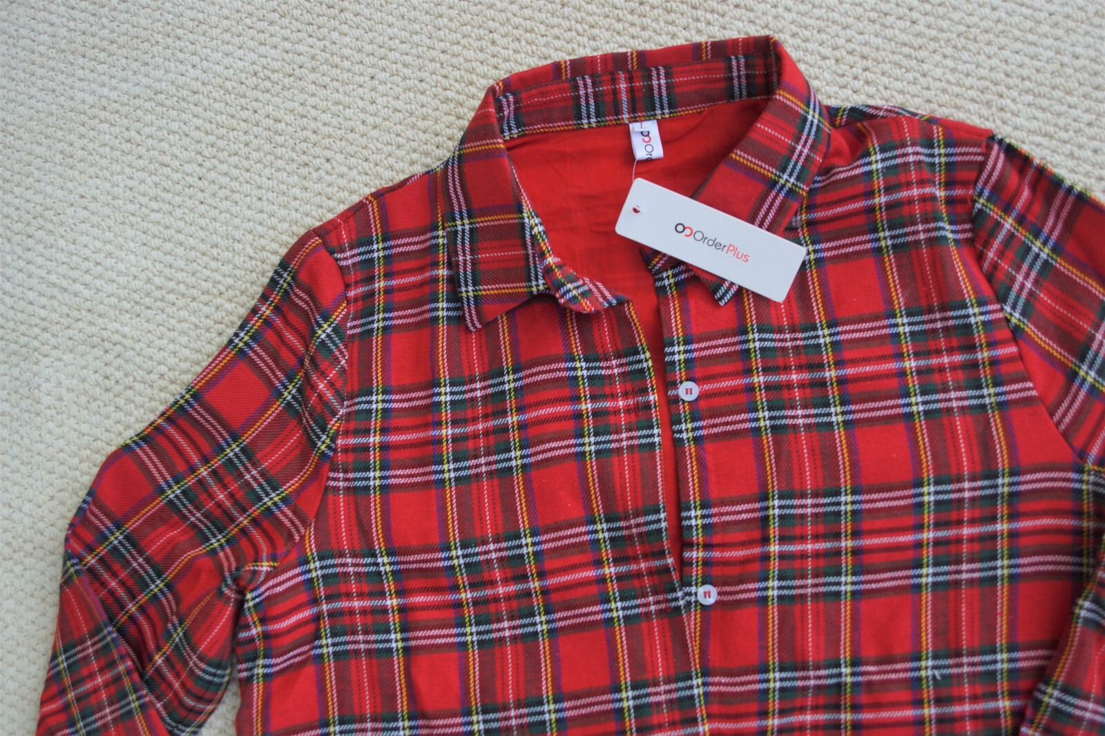 Women’s Long Plaid Shirt Tunic Lined OC OrderPlus Size L bin001