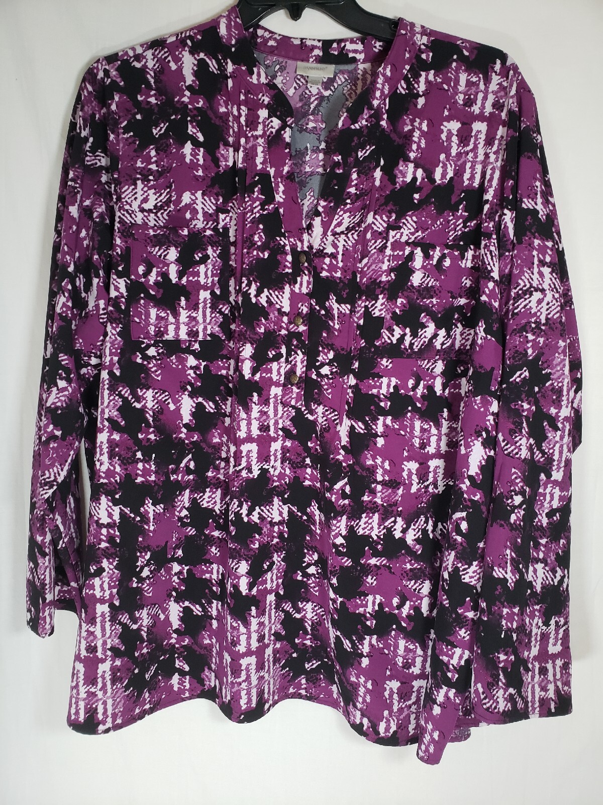 Avenue Purple and Black Long Sleeve Shirt Sz 26/28