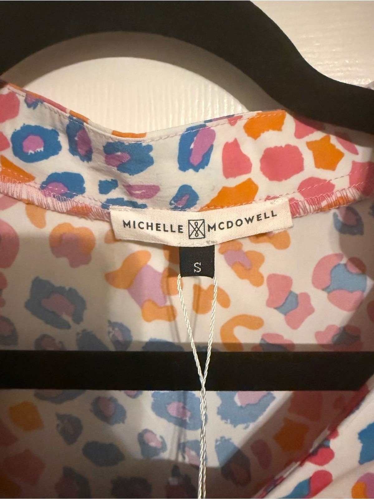 NWT Michelle McDowell Jordan Top Small Wild Safari Animal Print Blouse Cuffed